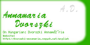 annamaria dvorszki business card